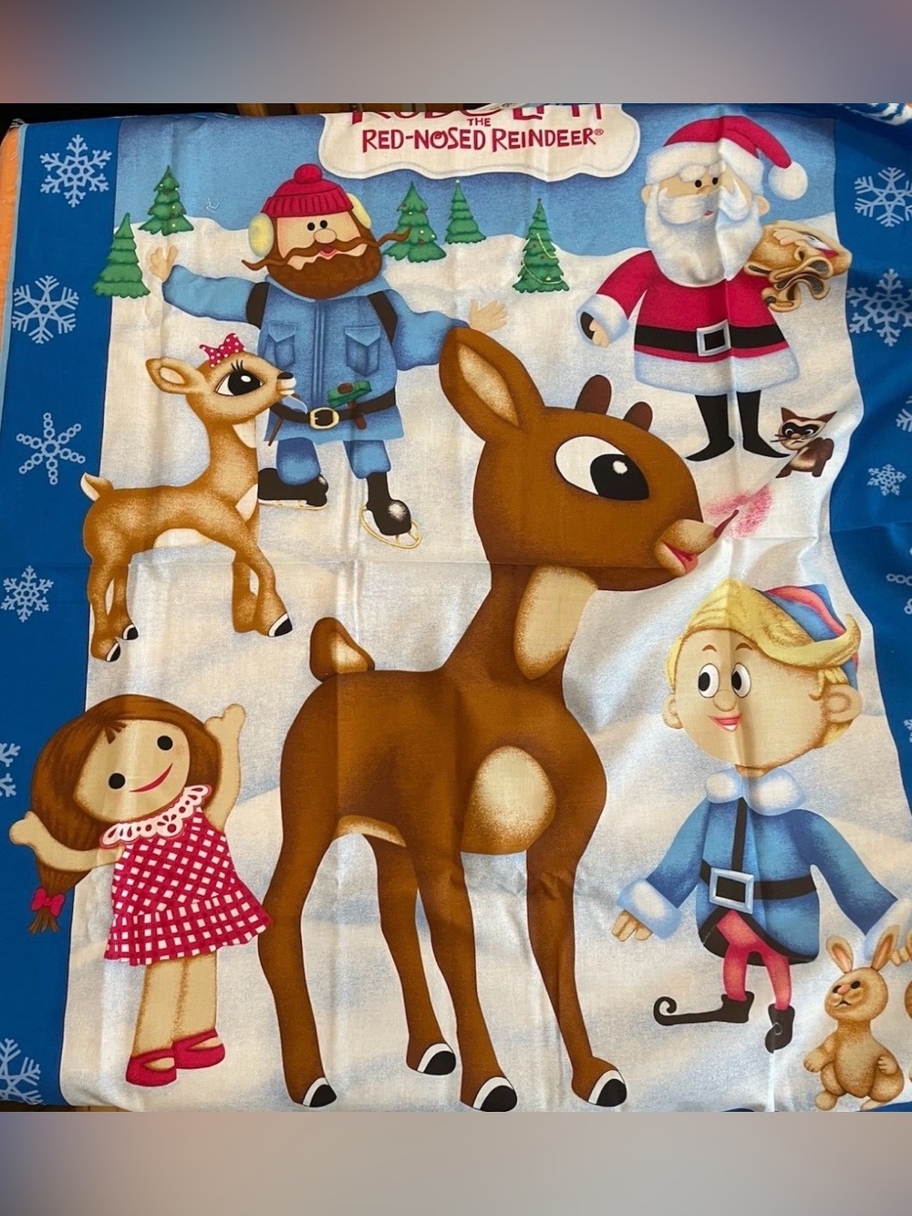 Vintage Fabric Rudolph The Red Nose Reindeer 3 Yards 46x107 Inches Christmas